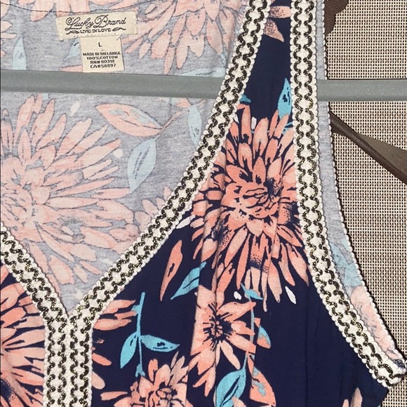 🌸 Lucky Brand Boho Style Colorful Blue Floral Sleeveless Mini Dress 🌸 - Picture 4 of 8